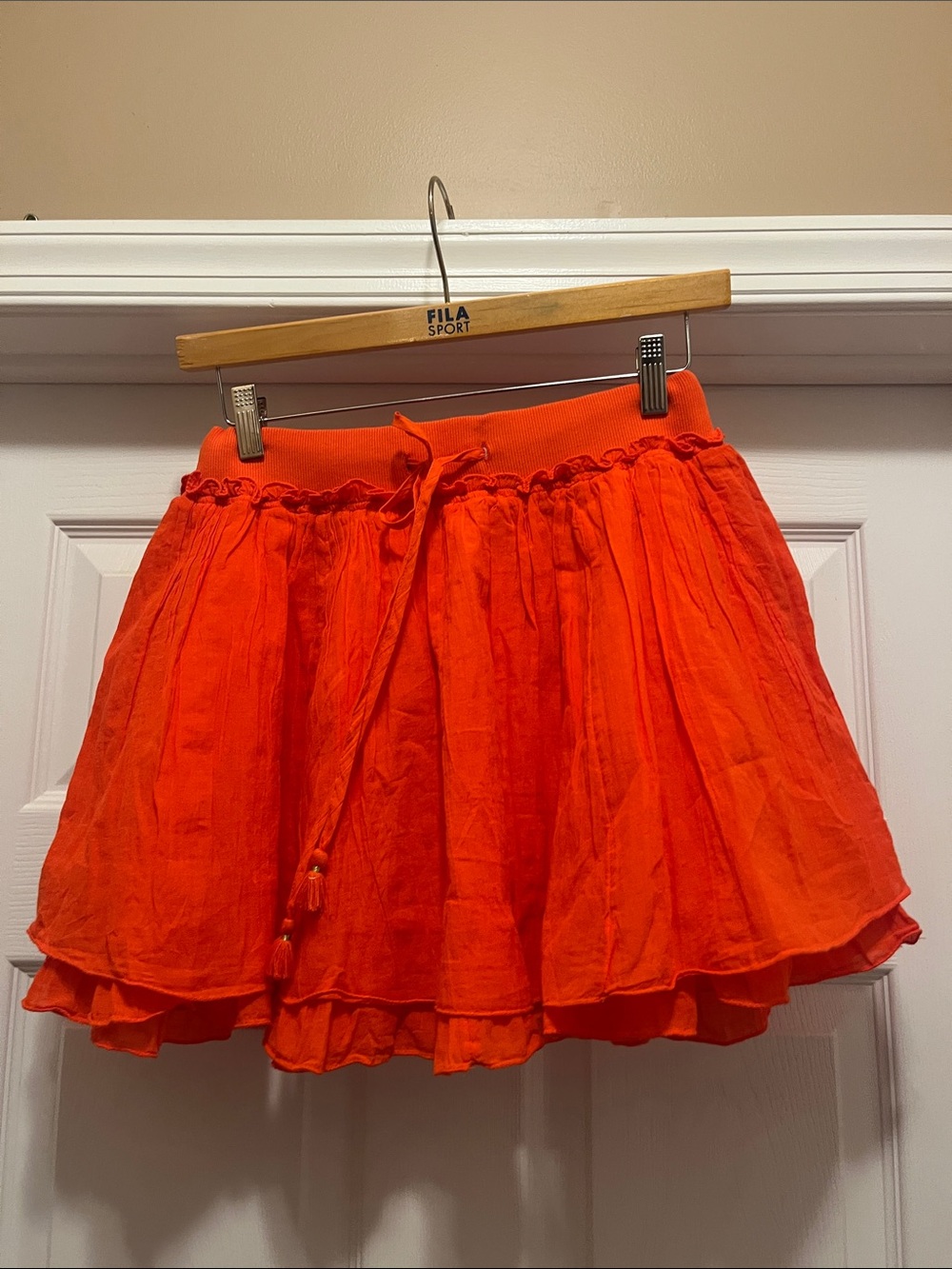 NWT Aerie Bright Orange Tiered Mini Skirt with Drawstring